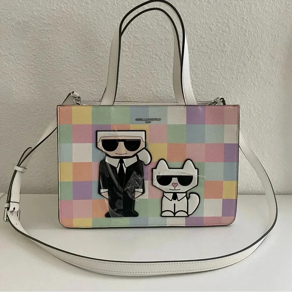 Karl Lagerfeld Maybelle Blush Combo Satchel Shoulder-Crossbody Bag Purse NEW